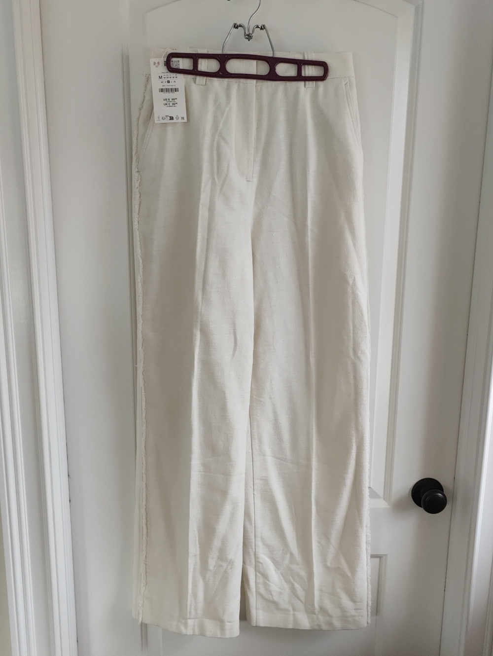 Women's  Cream Casual Straight-Leg Pants